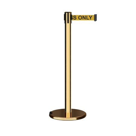 MONTOUR LINE Retractable Belt Rolling Stanchion, 2.5ft Pol.Brass Post  11ft. Auth ME630-PB-AUTHYB-110